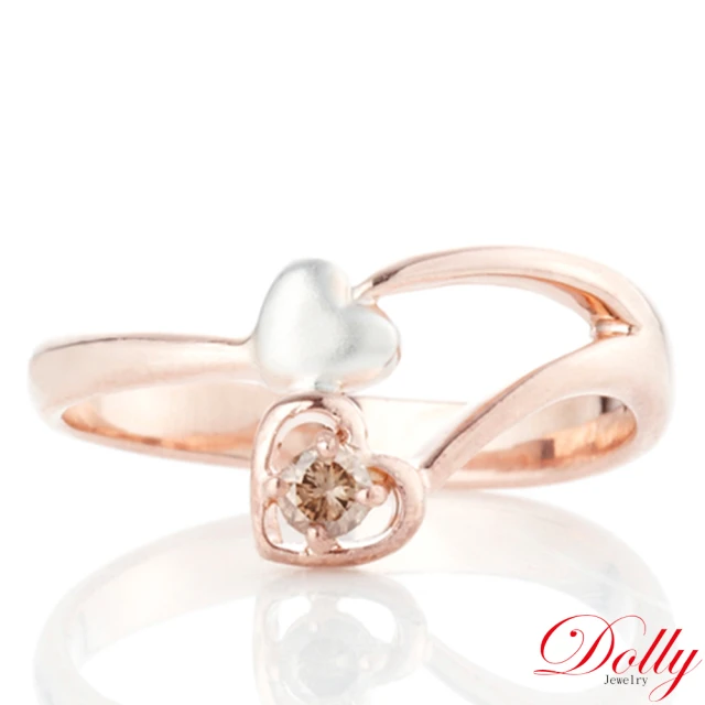 DOLLYDOLLY 0.10克拉 18K金香檳彩鑽玫瑰金鑽石戒指