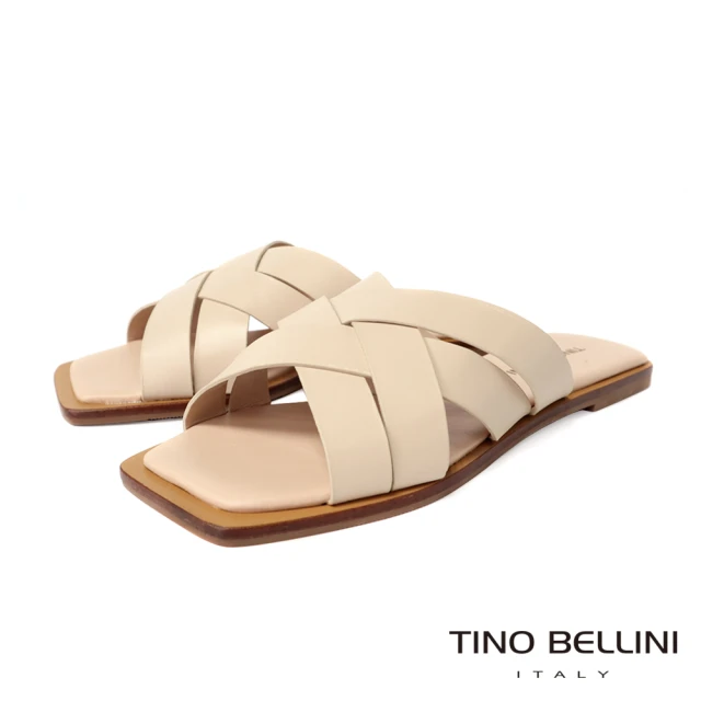TINO BELLINI 貝里尼 巴西進口簡約編織全真皮涼拖鞋FSQT012(裸膚)