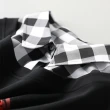 【初色】假兩件式黑白格紋撞色拼接上衣女上衣-黑色-91587(M-2XL可選/快速出貨)