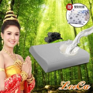 【LooCa】送雙對枕套 泰國竹炭工學乳膠枕頭2入(原裝進口★限量出清)