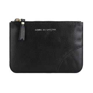 【Comme Des Garcons CDG】COMME DES GARCONS 川久保玲 金色字母LOGO小牛皮拉鍊零錢包(黑)