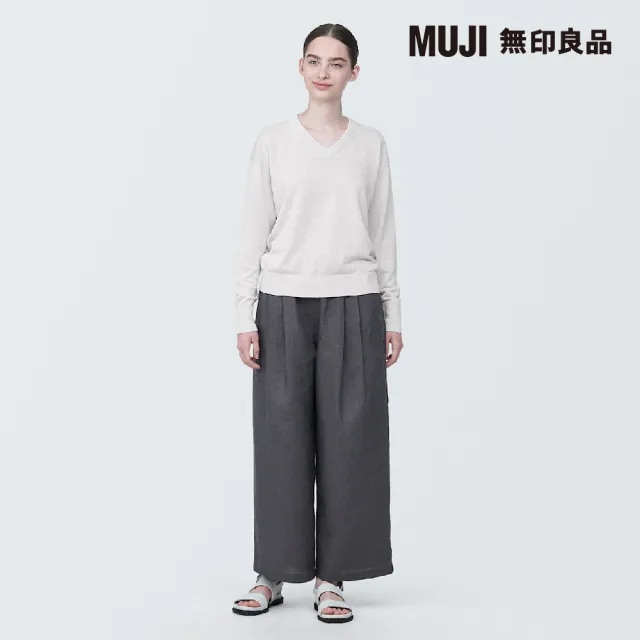 【MUJI 無印良品】女大麻混V領針織衫(共4色)