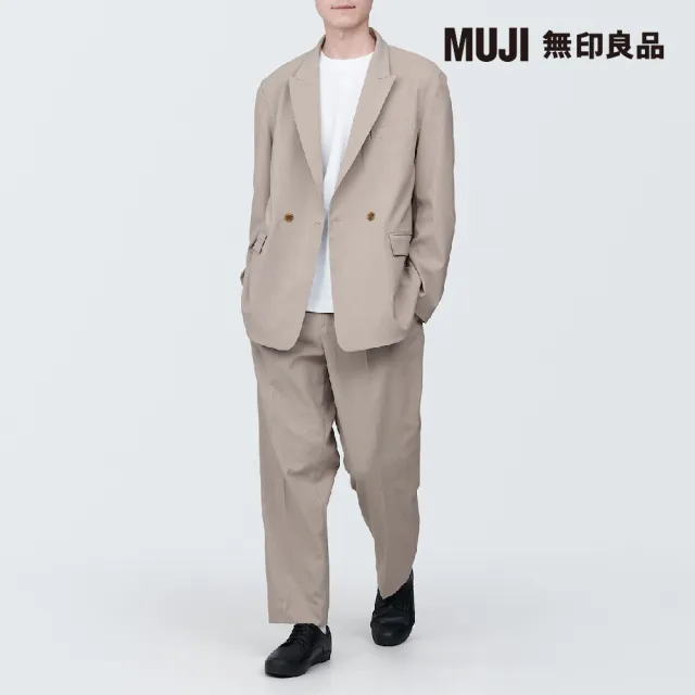 【MUJI 無印良品】男聚酯纖維不易起皺彈性打褶寬版褲(共2色)