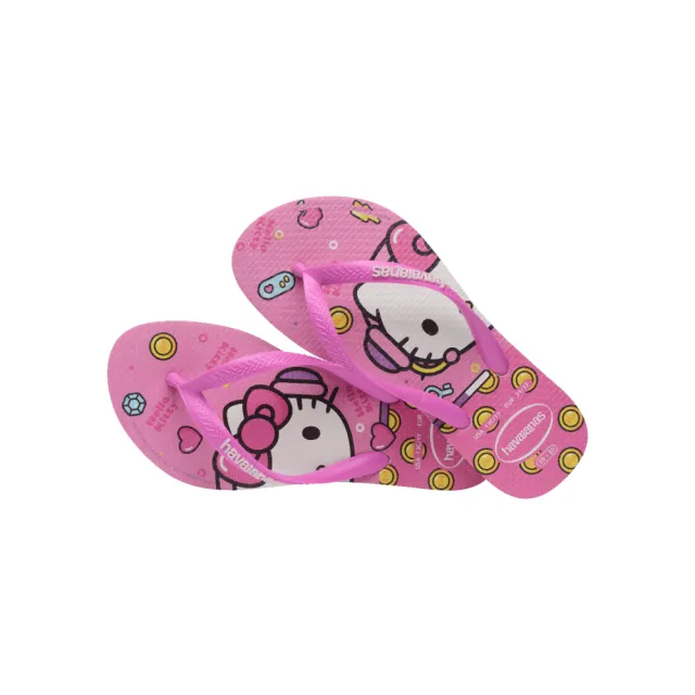 【havaianas 哈瓦仕】拖鞋 童鞋 兒童 夾腳拖 凱蒂貓 Kids Slim Hello Kitty 桃粉 4145748-3991K(哈瓦士)