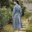 【OUWEY 歐薇】休閒格紋綁帶長洋裝(藍色；S-L；3242327221)