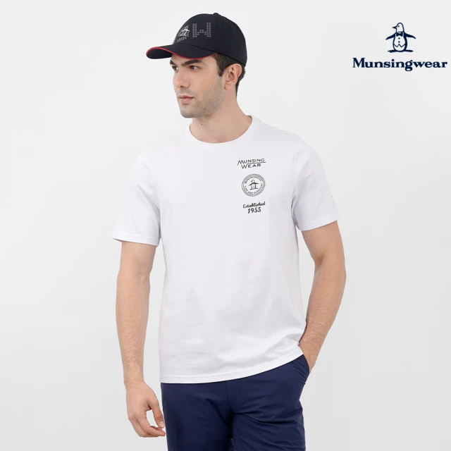 Munsingwear 企鵝牌 男款白色印花純棉舒適百搭短袖T恤 MGTL2504