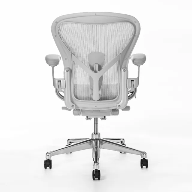 【Herman Miller】Aeron 2.0 人體工學椅 全功能 拋光金屬腳座 鋁合金材質 礦石白 DW扶手 B size(平行輸入)