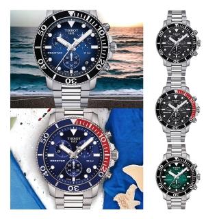 【TISSOT 天梭】海星藍寶石計時錶(T1204171104101)