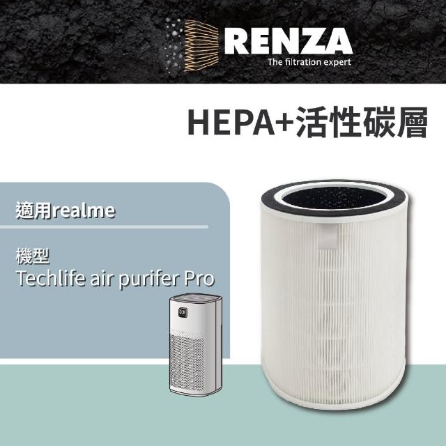 【RENZA】適用realme Techlife air purifier Pro 殺菌空氣清淨機 Pro 3合1特效(2合1HEPA+活性碳濾網 濾芯)