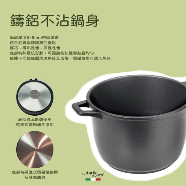 【AntikArs】經典可拆式原木手柄 不沾鍋深炒鍋32cm(義大利製 厚底6mm 不含鍋蓋 中式炒鍋)