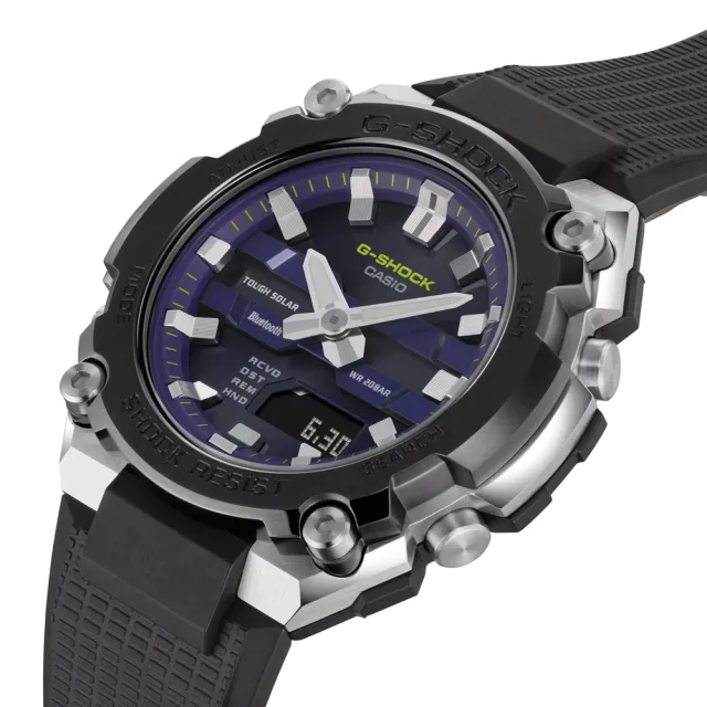 【CASIO 卡西歐】G-SHOCK G-STEEL 纖薄 太陽能智慧藍芽雙顯錶-藍(GST-B600A-1A6 防水200米)