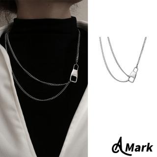 【A MARK】鈦鋼項鍊 情侶項鍊/時尚安全釦個性疊帶設計316L鈦鋼項鍊 情侶項鍊(A款 50CM)