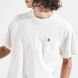 【Munsingwear】企鵝牌 男女款白色經典logo基本款口袋圓領T-Shirt MGTP2C01