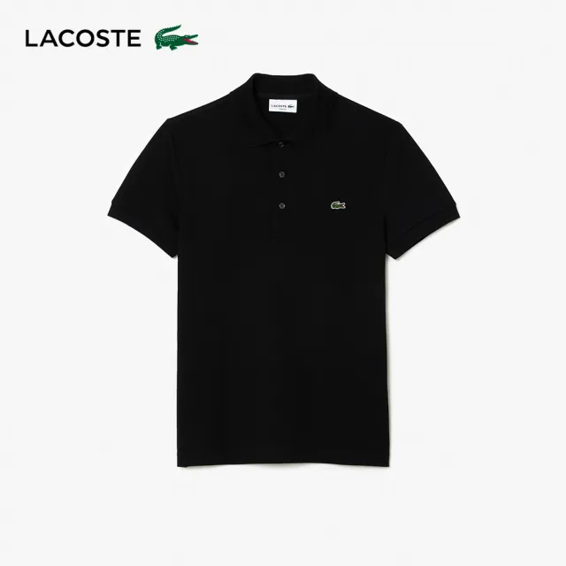 【LACOSTE】男裝-經典修身短袖Polo衫(黑色)