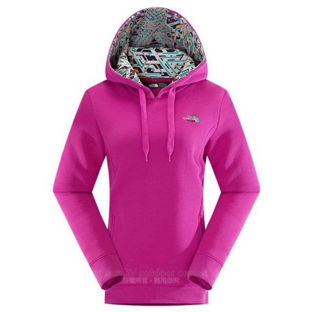 The North Face 女 LOGO兜帽套頭衫.連帽保暖長袖T恤.運動休閑衫.運動衫(CNJ6 亮桃粉 V)