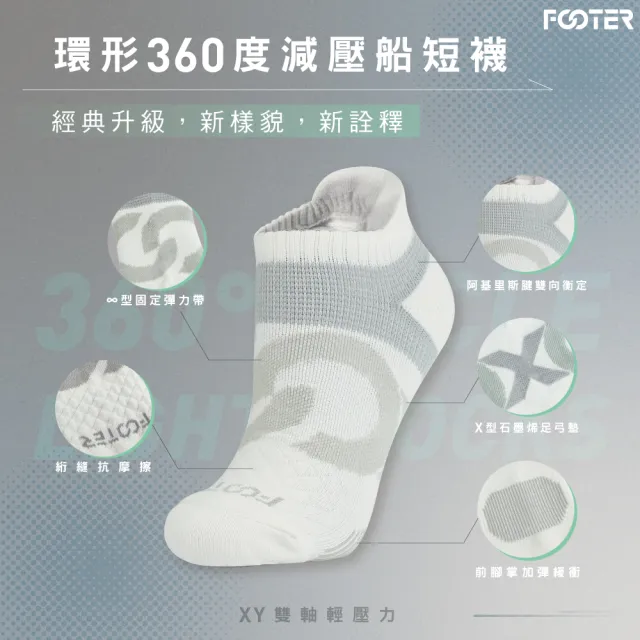 【FOOTER除臭襪】6入組-環形360度減壓船短襪(M/L/XL)