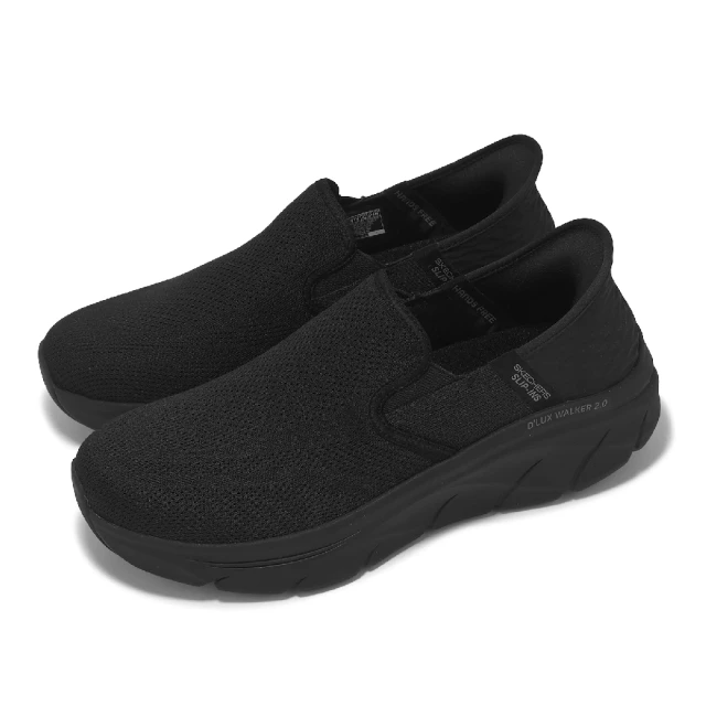 SKECHERSSKECHERS 休閒鞋 D Lux Walker 2.0 Slip-Ins 男鞋 黑 套入式 避震 支撐 工作鞋(232463-BBK)