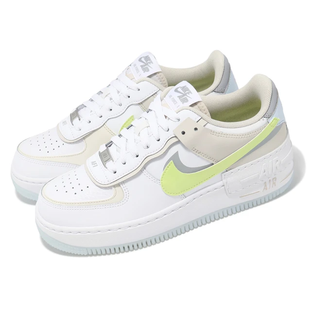 NIKE 耐吉NIKE 耐吉 休閒鞋 Wmns Air Force 1 Shadow 女鞋 白 螢光綠 藍 AF1 拼接 解構(FB7582-100)