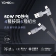 六合一線組【YOMIX優迷】130WGaN type-C/USB-A PD/QC四孔筆電快充充電器(GaN-X4/支援筆電快充/贈100W充電線