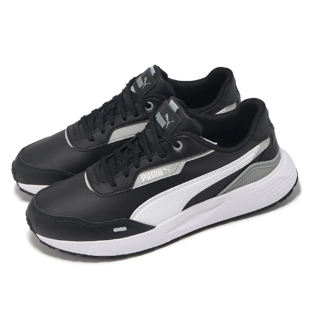 PUMA 休閒鞋 Runtamed Plus L 男鞋 黑 白 皮革 支撐 緩衝 運動鞋(395371-01)