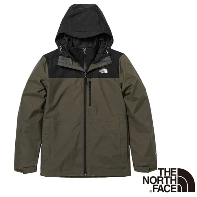 The North Face 男款 拼接防水透氣保暖連帽三合一外套.夾克/機能性運動衫(81RO-35P 綠黑色)