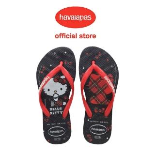 【havaianas 哈瓦仕】拖鞋 童鞋 兒童 夾腳拖 凱蒂貓 Kids Slim Hello Kitty 黑紅 4145748-0090K(哈瓦士)