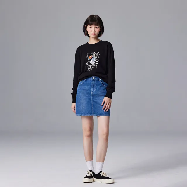 【Lee】女裝 牛仔短裙 / 彩色LEE JEANS 字母腰頭印花 中藍洗水(LL220164242)