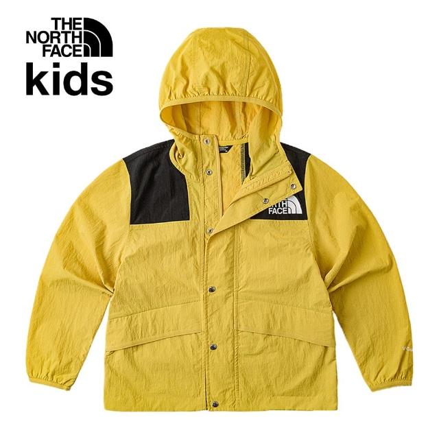 【The North Face 官方旗艦】北面兒童黃色UPF防曬舒適休閒連帽外套｜899BROV(抗UV)