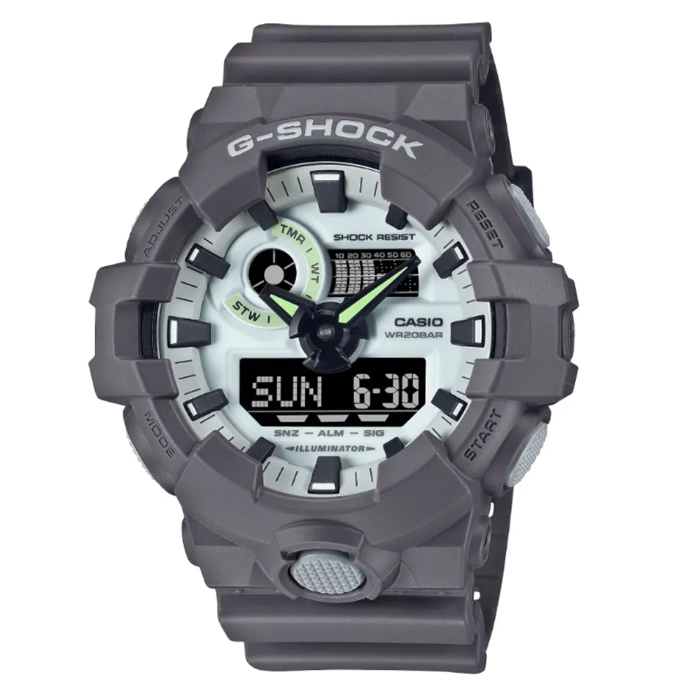 【CASIO 卡西歐】G-SHOCK 暗影夜光 酷炫神秘 大錶徑 雙顯系列 GA-700HD-8A_53.4mm