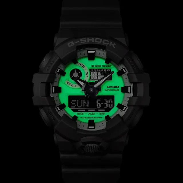 【CASIO 卡西歐】G-SHOCK 暗影夜光 酷炫神秘 大錶徑 雙顯系列 GA-700HD-8A_53.4mm