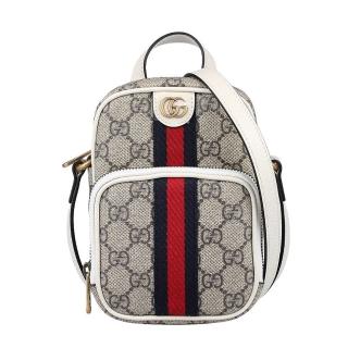 【GUCCI 古馳】671682 經典Ophidia系列GG supreme帆布肩背斜背手機包(白色)