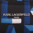 【KARL LAGERFELD 卡爾】字母LOGO老佛爺尼龍化妝包(黑x藍)