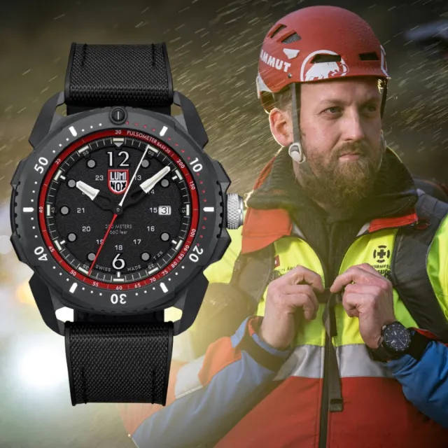 【LUMINOX 雷明時】ICE-SAR Arctic 冰島搜救隊聯名腕錶 瑞士錶(46mm  紅x黑 / 1051)