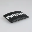 【Alexander McQueen】ALEXANDER McQUEEN 經典塗鴉LOGO骷髏頭設計小牛皮3卡掛繩卡片夾(黑)