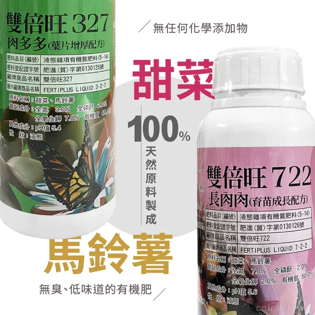 【高效多肉肥料】幼苗成長＋葉片肥厚 多肉雙寶(純植物有機質液肥組合 天然配方 低味道 安全無毒 開根葉旺)