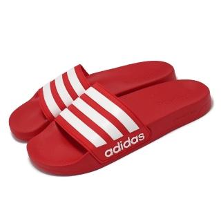 【adidas 愛迪達】拖鞋 Adilette Shower 男鞋 女鞋 紅 白 軟底 三條線 涼拖鞋 休閒鞋 愛迪達(GZ5923)