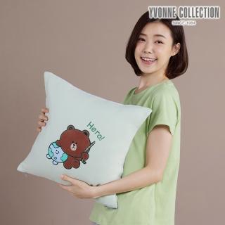 【YVONNE 以旺傢飾】熊大拯救地球方形抱枕 45x45公分(若草綠 LINE FRIENDS)