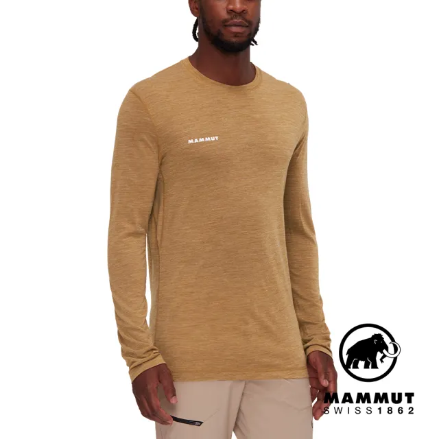 【Mammut 長毛象官方直營】Tree Wool FL Longsleeve  羊毛混紡快乾抗臭長袖T恤 獵豹猲 男款 #1016-01690