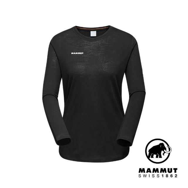 【Mammut 長毛象】Tree Wool FL Longsleeve Women 羊毛混紡快乾抗臭長袖T恤 黑色 女款 #1016-01700