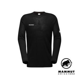 【Mammut 長毛象官方直營】Tree Wool FL Longsleeve Men 羊毛混紡快乾抗臭長袖T恤 黑色 男款 #1016-01690