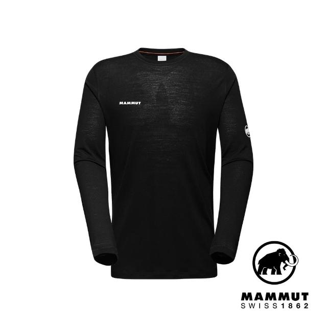 【Mammut 長毛象】Tree Wool FL Longsleeve Men 羊毛混紡快乾抗臭長袖T恤 黑色 男款 #1016-01690