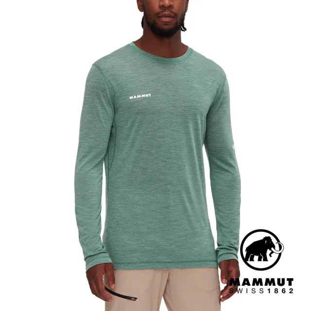 【Mammut 長毛象官方直營】Tree Wool FL Longsleeve 羊毛混紡快乾抗臭長袖T恤 深玉石綠 男款 #1016-01690