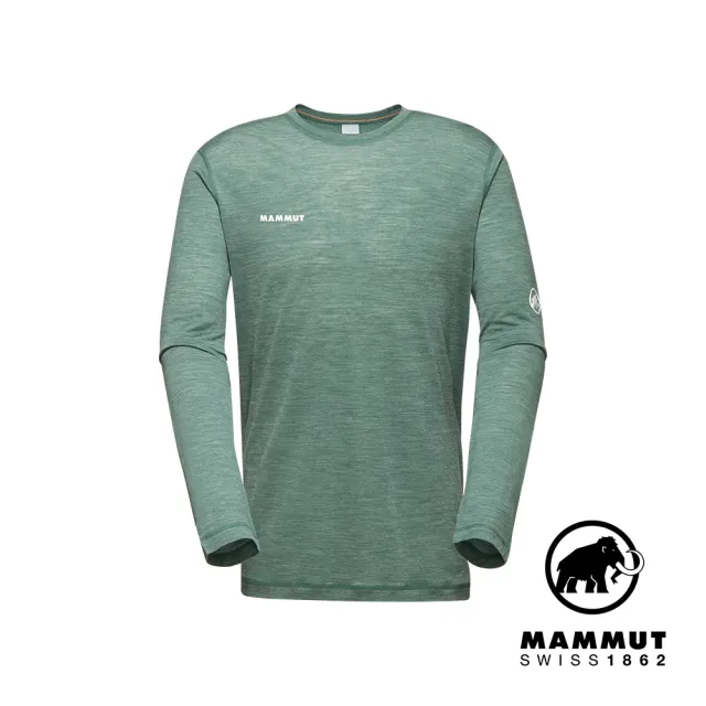 【Mammut 長毛象】Tree Wool FL Longsleeve Men 羊毛混紡快乾抗臭長袖T恤 深玉石綠 男款 #1016-01690