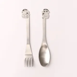 【Norns】蠟筆小新不鏽鋼湯匙叉子組(304不銹鋼湯匙叉子 立體造型餐具)