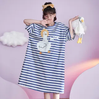 【Wonderland】買一送一可愛卡通寬鬆大碼居家休閒短袖睡衣洋裝