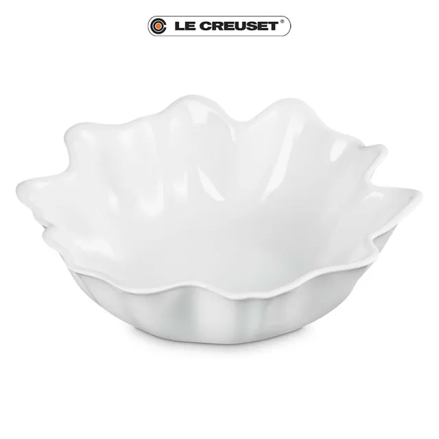 【Le Creuset】瓷器荷葉波紋造型碗 3.8L(柔粉紫/雪花白/燧石灰 三色選一-無盒)