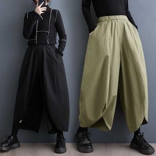 【巴黎精品】現貨+預購 休閒褲寬管長褲(不對稱日系九分燈籠褲女褲子2色a1eb19)
