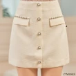 【OMUSES】小香風珍珠米白色短裙13-29668(XS-L)