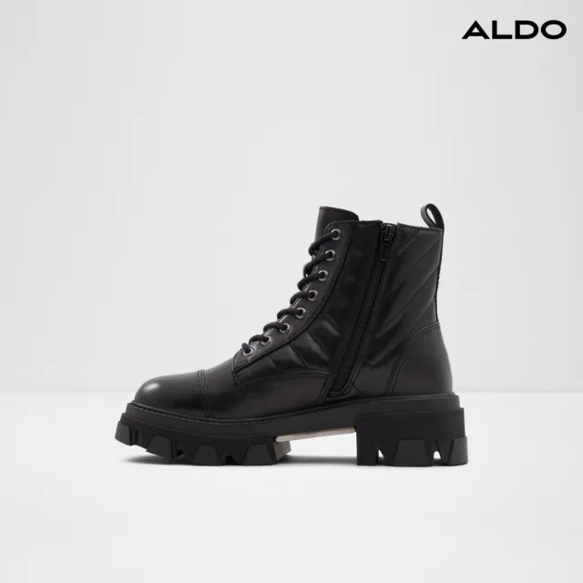 【ALDO】MONTROSE-俏麗時尚側拉鍊厚底短靴-女靴(黑色)