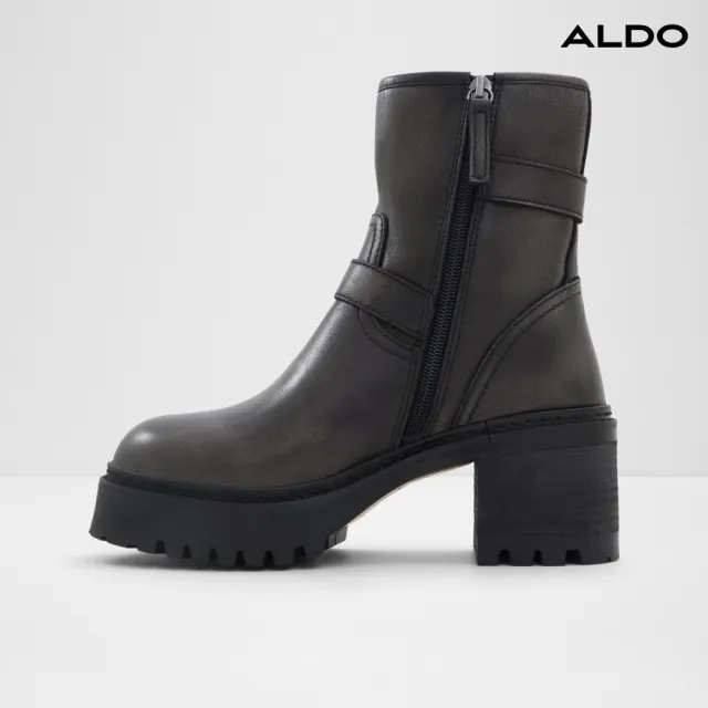 【ALDO】PALOMINA-時尚風範雙扣帶粗跟厚底短靴-女靴(黑色)